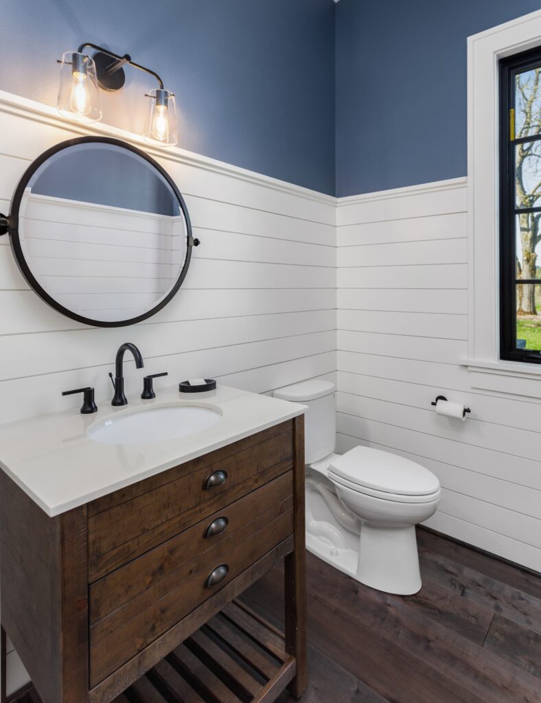 Remodel Services Charleston presents a Simple and modern bathroom re-design with shiplap panels. Maximizing a smaller bathroom in Mt. Pleasant
